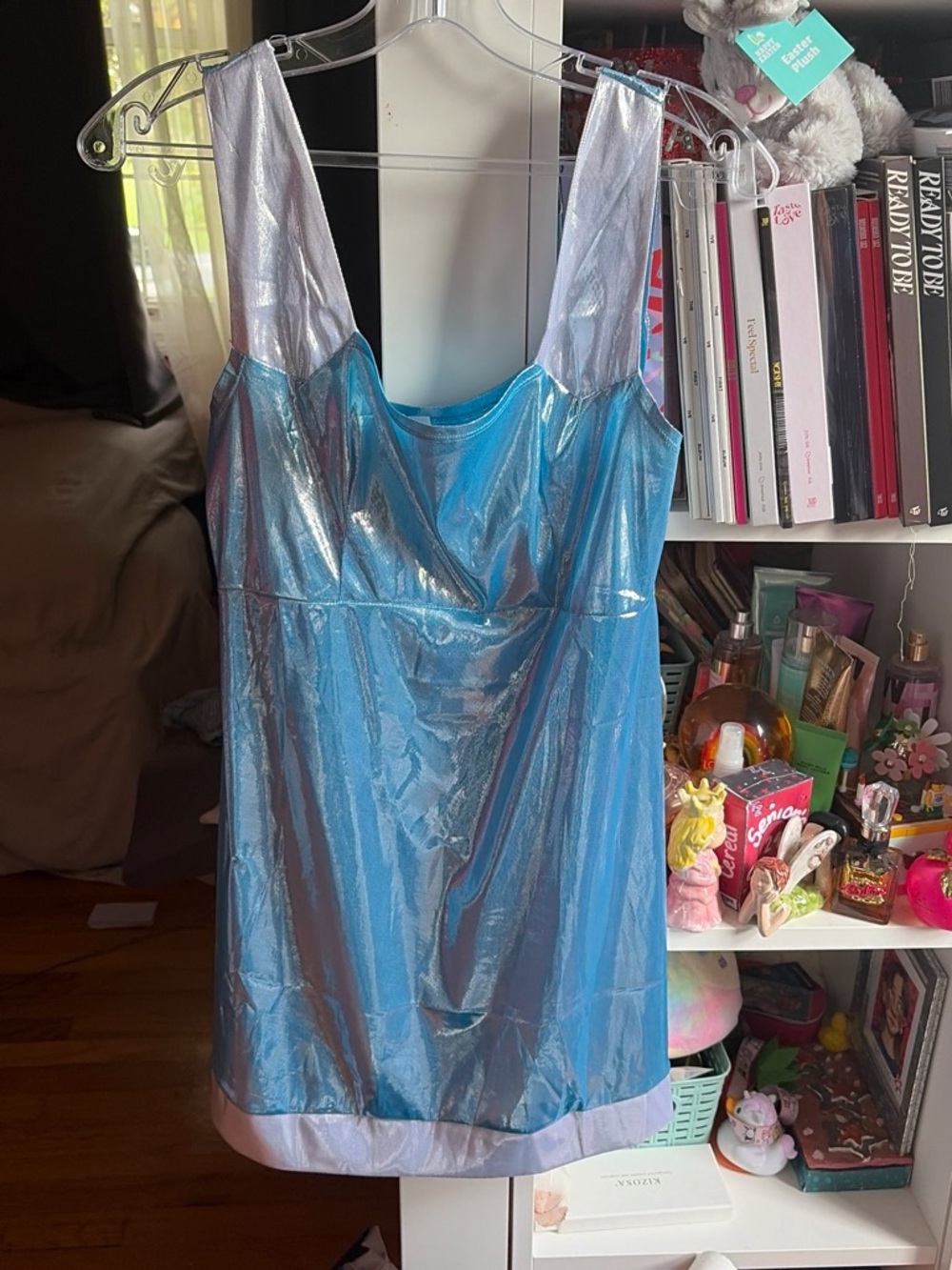Spirit Blue Iridescent Midi Slip Dress